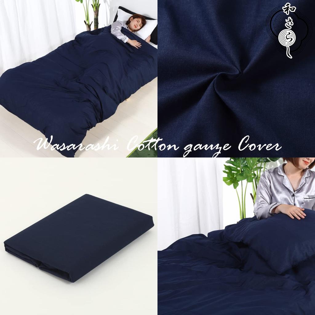 Made In Japan Duvet Cover Cotton Japanese Bleached Gauze Single Long Size 150cmX210cm Navy Single 100%