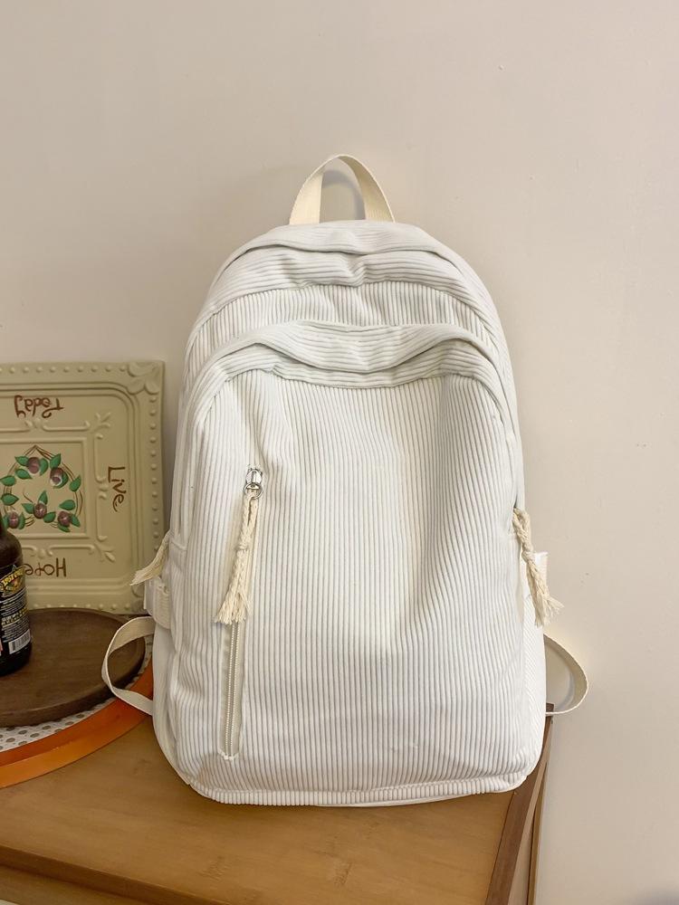 This Year, It Is Popular for Junior High School and High School Students To Use Practical Schoolbags, Backpacks, Light Retro Corduroy In Autumn and W