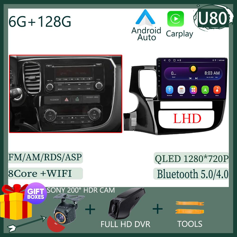 Wireless CarPlay Android 14 Auto Radio For Mitsubishi Outlander 3 GF0W GG0W 2012-2018 Car Multimedia GPS No 2din Touch Screen