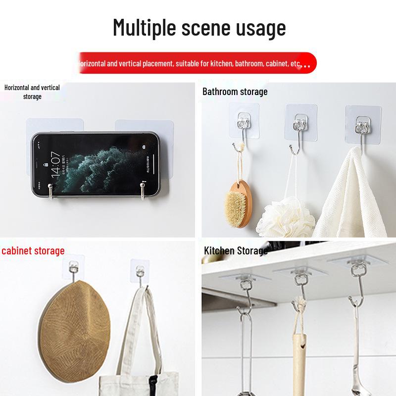 Ganci per Bagno Trasparenti Resistenti con Adesivo Forte Senza Tracce, Adesivi Senza Chiodi per Vestiti