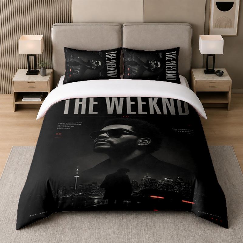 3-teiliges Bettwäsche-Set, The Weeknd 1 Bettbezug und 2 Kissenbezüge, Bedruckte Bettwäsche-Dekoration für Gästezimmer