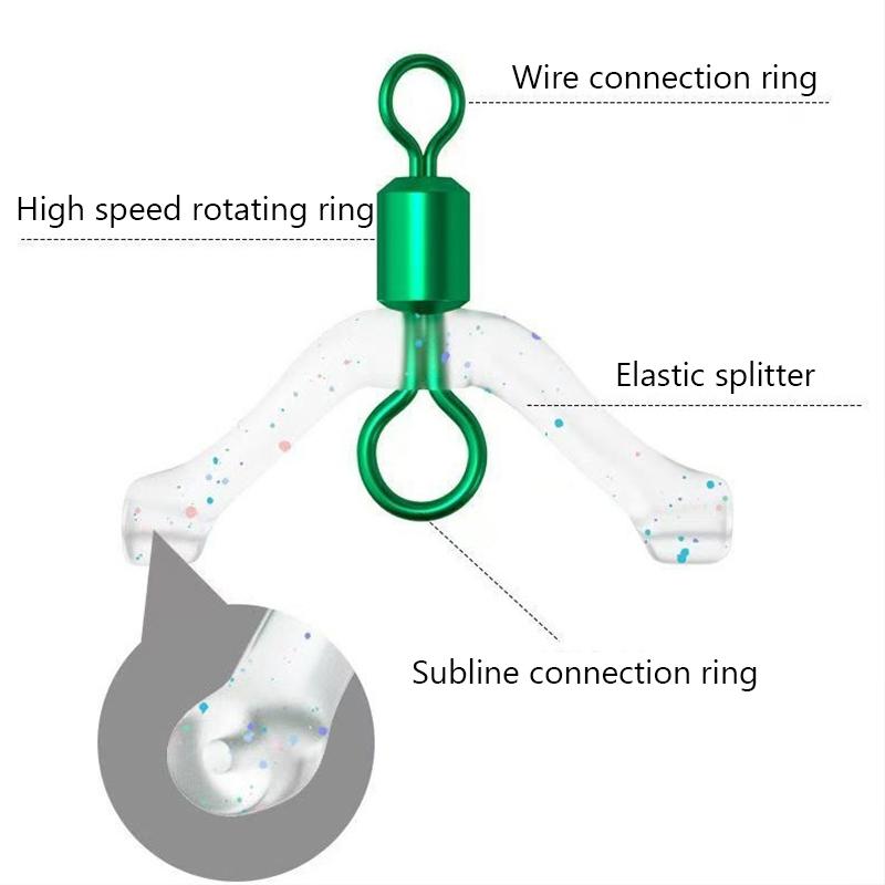 Y-Shaped Swivel Ring Fishing Subline Splitter Divider Space Beans Fishing Tackle Connector Silica Gel Three-Fork
