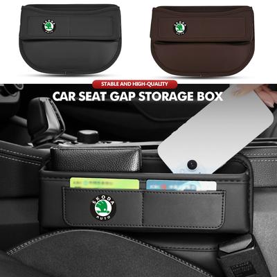 AAABT1 For Car Seat Gap Slit Organizer Leather Seat Crevice Storage Box Accessories Fabia Kamiq Superb Scala Enyaq-iV MK3 VisionS