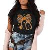 Cute Bow Stethoscope Retro Printed Pattern Short Sleeved Round Neck Casual Versatile Womens Tshirt Suitable for Daily Use