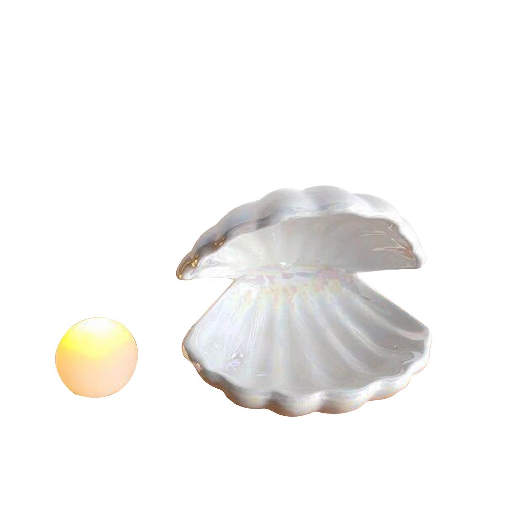 

Ночная лампа в виде ракушки, украшение для домашнего стола, изысканный керамический жемчуг, ночник, настольные лампы, украшение, подарок на день рождения белый