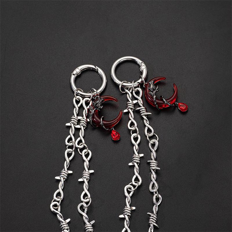 1 Stück Retro Gothic Punk Abnehmbare Doppeldorn Schuhdekorationskette Einfach zu lösender Schnallenmechanismus Ideales DIY-Zubehör