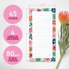 Sweetzer & Orange S&O Magnetic Notepads for Refrigerator 4 Pack - Fun Floral planner for Fridge Sets - Force field List sheets for cooler - Sticky