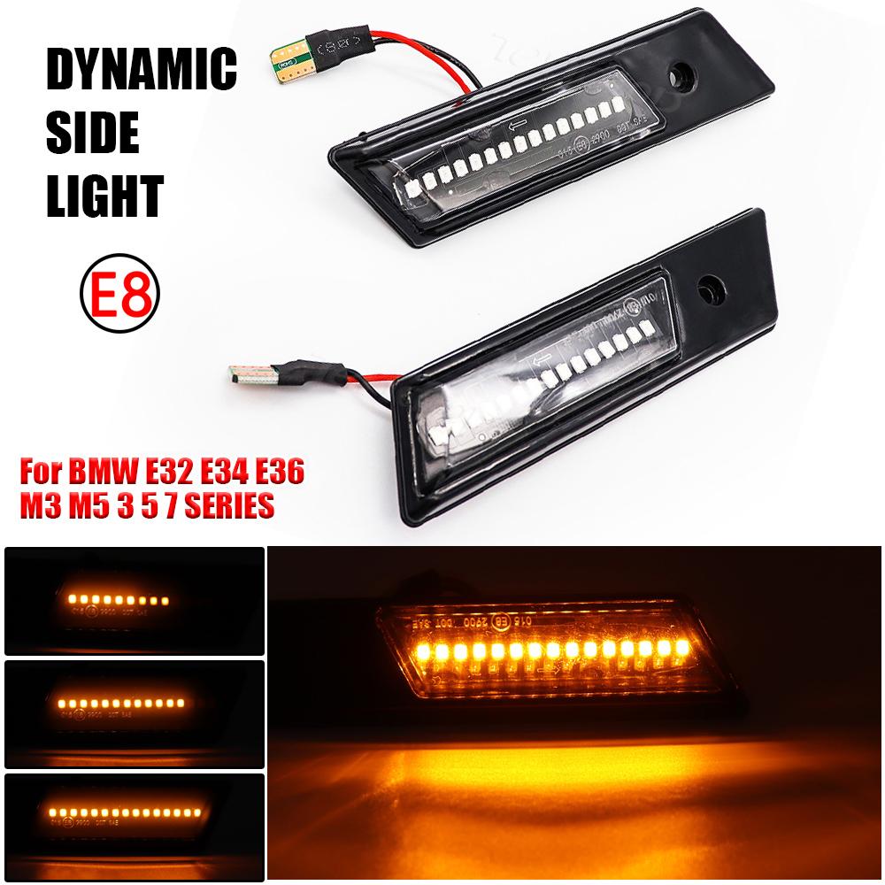Side Indicator Lamp Sequential Dynamic Flowing LED Side Marker Lights for BMW 3er 5er 7er E36 E34 E32 86-96 Turn signal Lamps