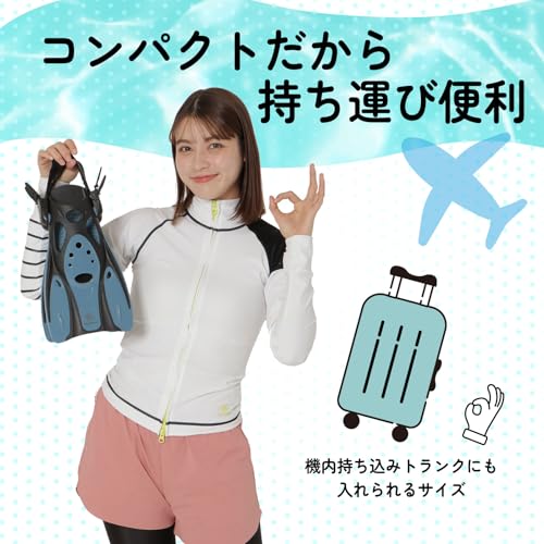 Amazon.co.jp Exclusive REEF TOURER Lightweight and Compact Snorkeling Fins with Adjustable Straps, Fits Over Water Shoes, White, Small (RF0106P)
