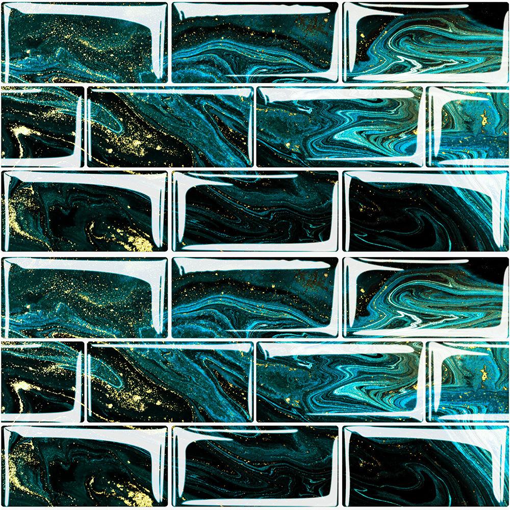 2026 Waterproof Wall Sticker Mosaic Pattern Ceramic Tile Sticker Kitchen Bathroom Sink Decoration Surface Gloss Film Self-adhesive Wall Sticker