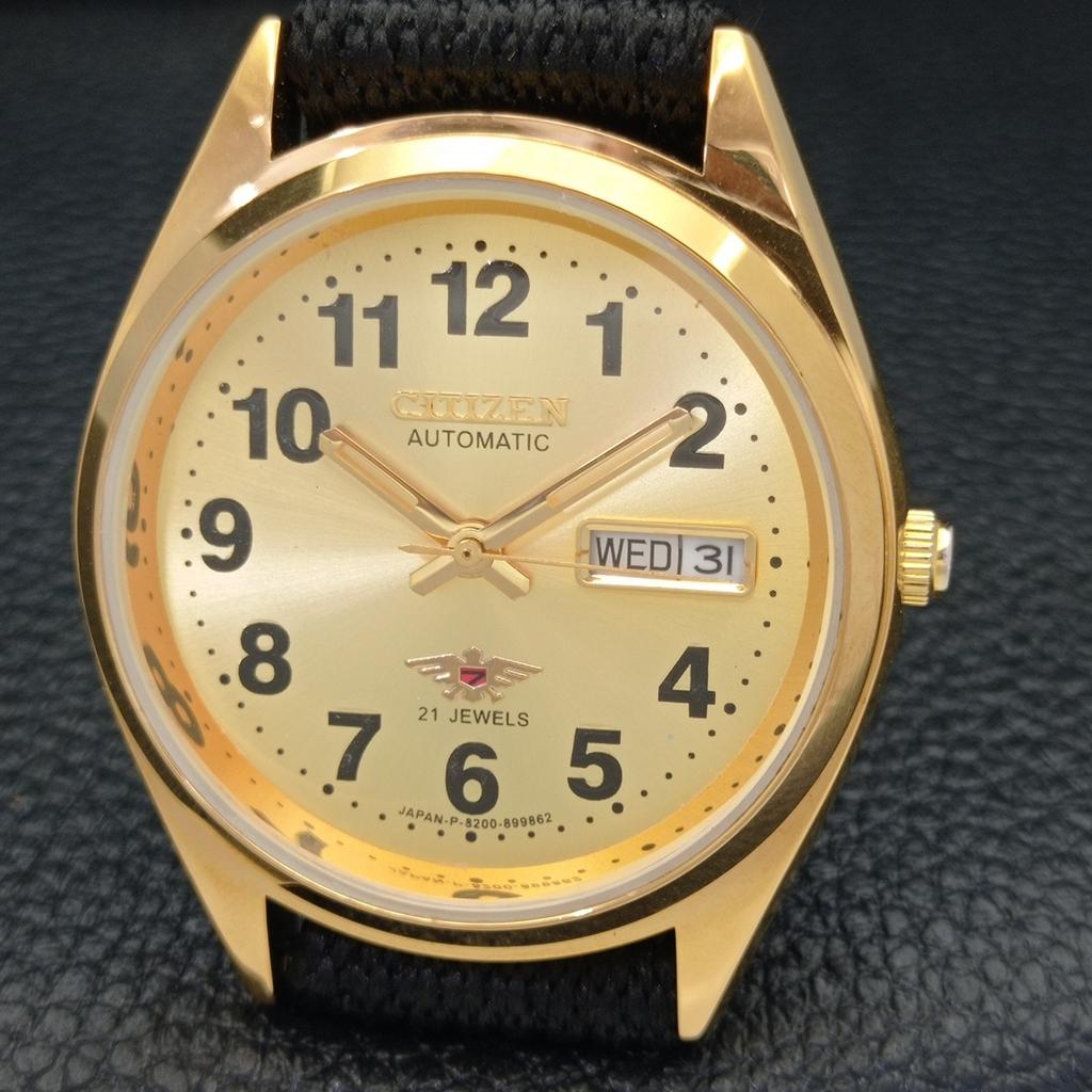 VINTAGE REFURBISHED CITIZEN AUTOMATIC 8200 JAPAN MENS GOLDEN WATCH A436323-2 R128-a436323