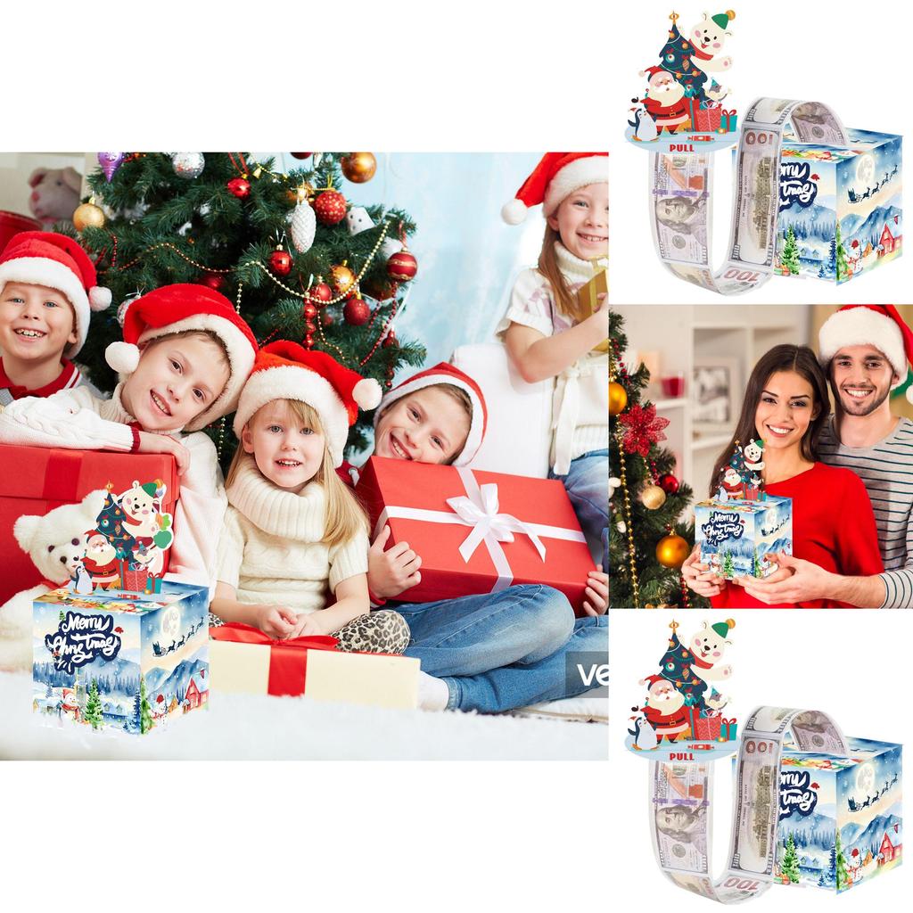 Christmas Snow Scene Party Decor Cash Box With Blue Paper Material For Holiday Celebrations