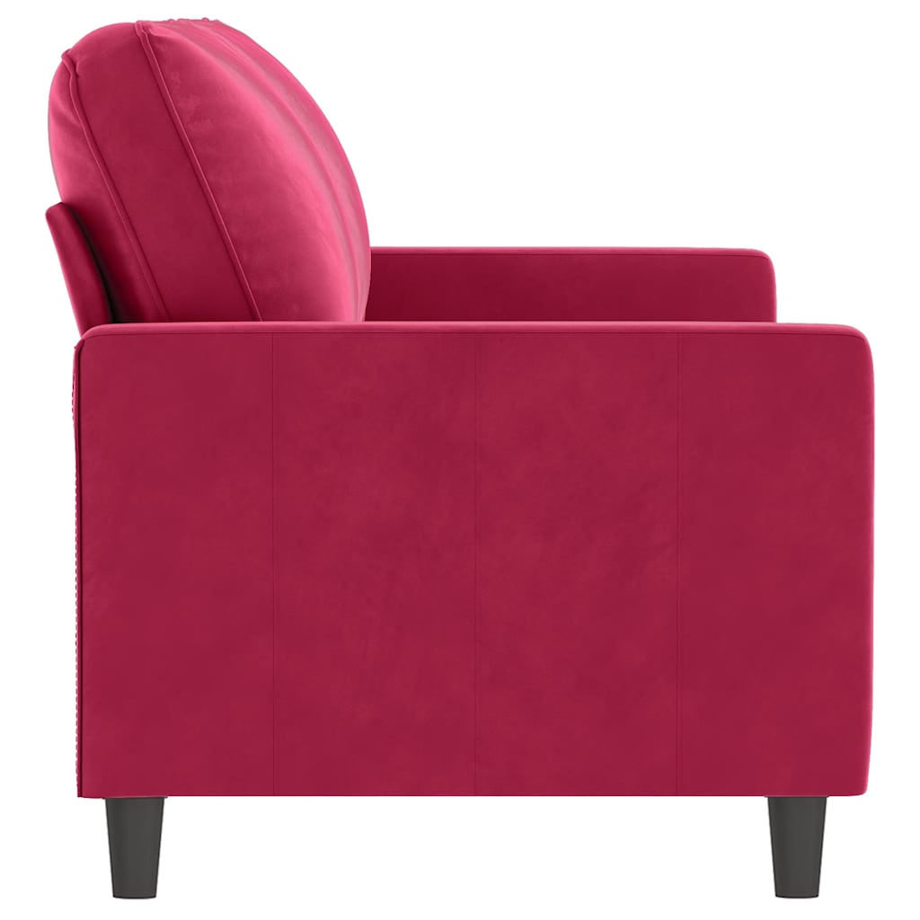 Vidaxl Sofa 2-Osobowa, Winna Czerwień, 140 Cm, Tapicerowana Aksamitem