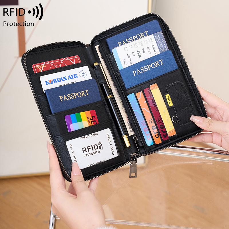 Grenzüberschreitende RFID Anti-Magnetische Pass- & Ausweishülle mit Reißverschlussfach