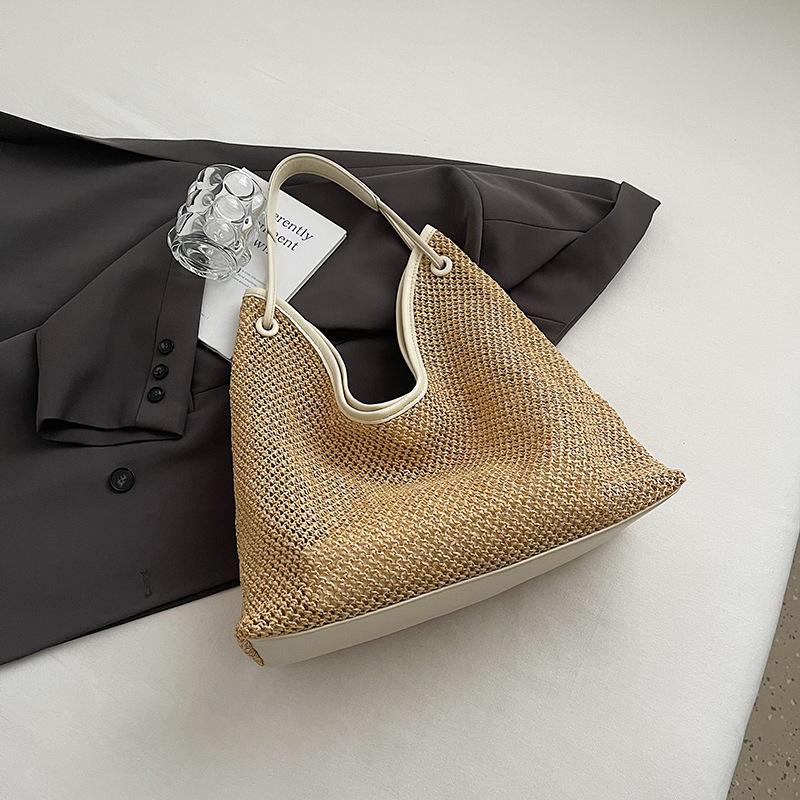 Seaside vacation bag women's new woven tote bag large capacity casual versatile shoulder armpit bag