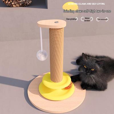 Vertical Sisal Cat Scratch-Resistant Post with Cat Teaser Toy for Self-Amusement and Boredom Relief