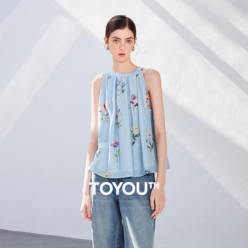 

Chuyu Women s Lyocell Linen Floral Neck-Hanging Top XL