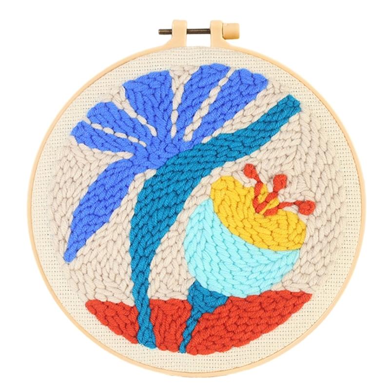 Beginner Friendly Punch Needle Embroidery Set With Thick Yarn Craft Set for Home Decoration and Relaxation