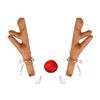 3Pcs Christmas Car Decorations Car Reindeer Antlers Red Nose Kit Festive Auto Accessories