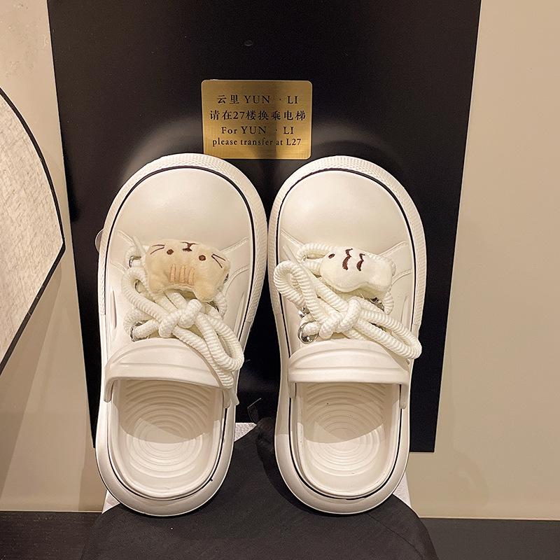 Cute Ugly Cute Big Head Hole Shoes Women Wear 2025 Spring and Summer New Straps Cartoon Versatile College Style Two Slippers