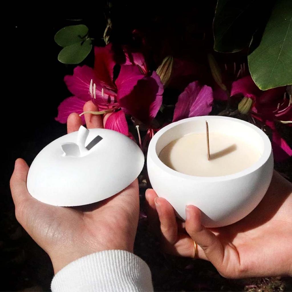 3D Apfel Kerzenglas Silikonform DIY mit Deckel Aufbewahrungsbox Gussformen Gips Beton Harz Blumentopf Herstellung Weihnachts-Bastelarbeiten