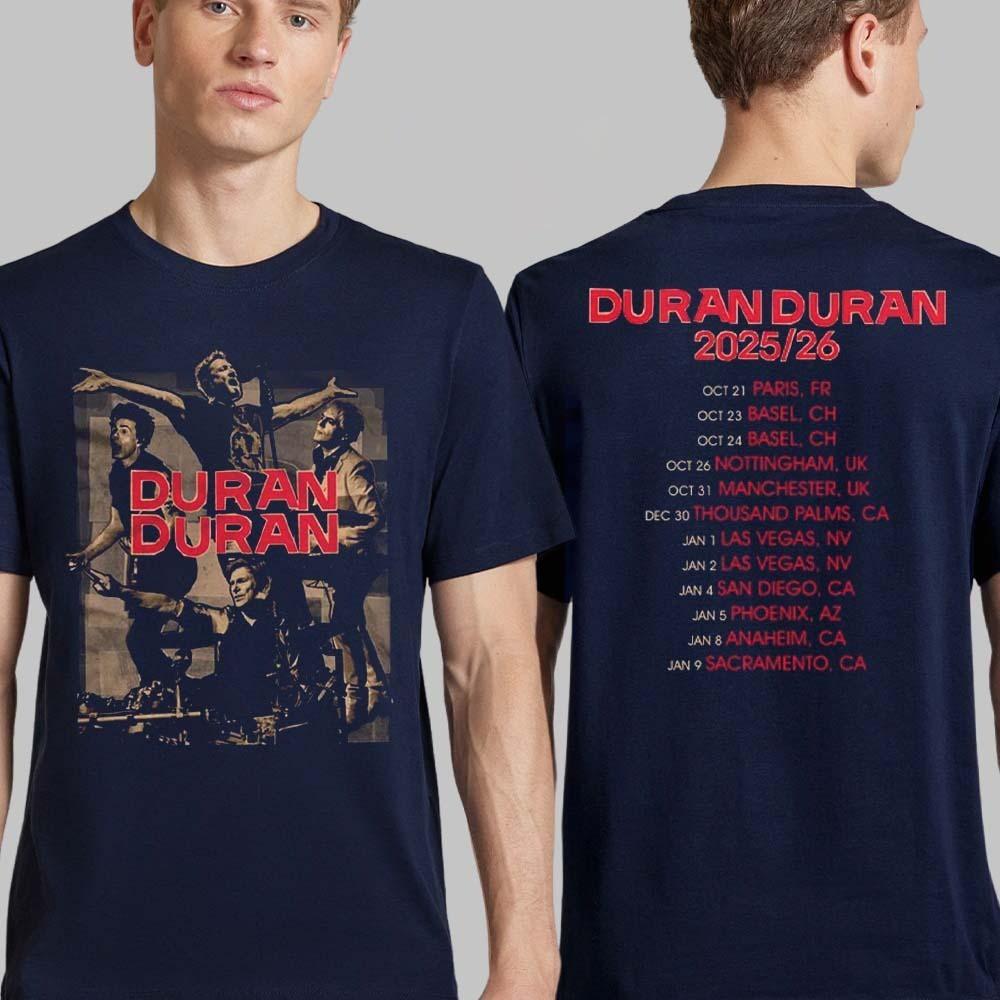 Duran Duran Europe 2026 2026 Navy College Bandshot Tour T-Shirt XXXL