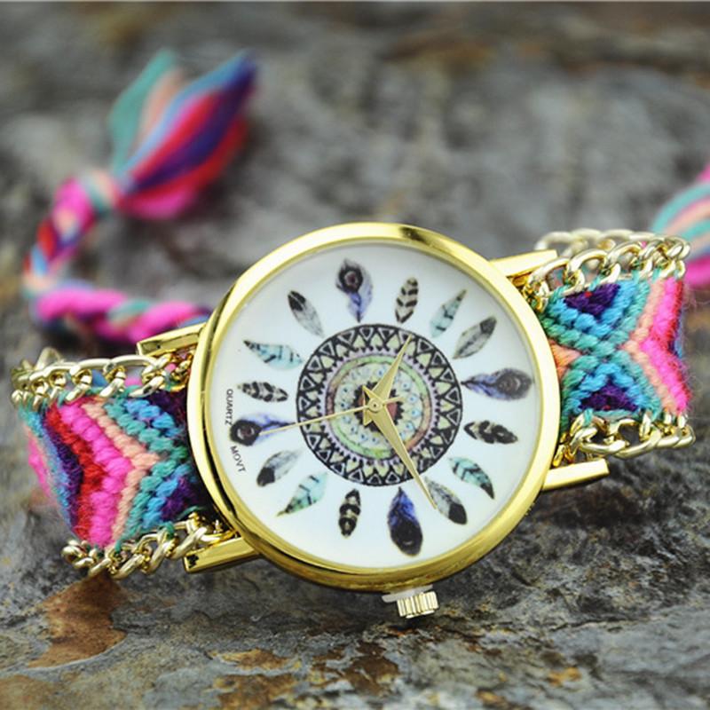 Orologio Intrecciato da Donna Dreamcatcher con Quadrante in Vetro per Regalo e Uso Casual