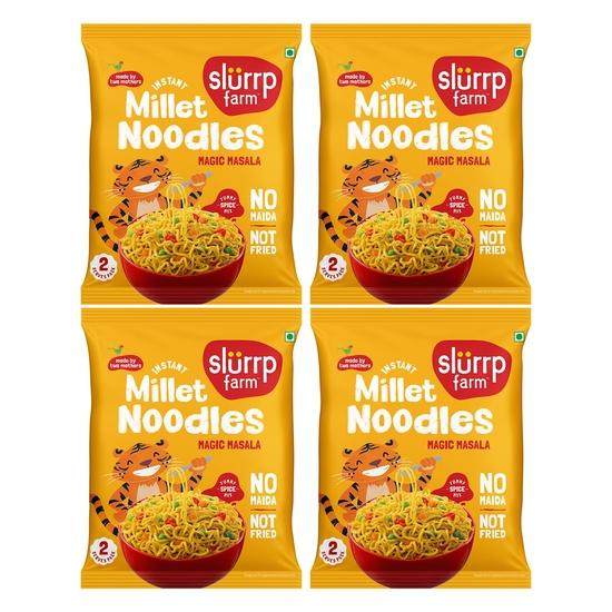 Slurrp Farm No Maida, No MSG Instant Noodles | Magic Masala | Not Fried, Millet Noodles, 4 X 57 g