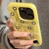 Niedliche Handyhülle mit schwarzem Blumenmuster im Cartoon-Stil für iPhone 16, 15, 14 Plus, 13, 12, 11 Pro Max, faltbar, strukturiert, Kawaii, weiche Schutzhülle
