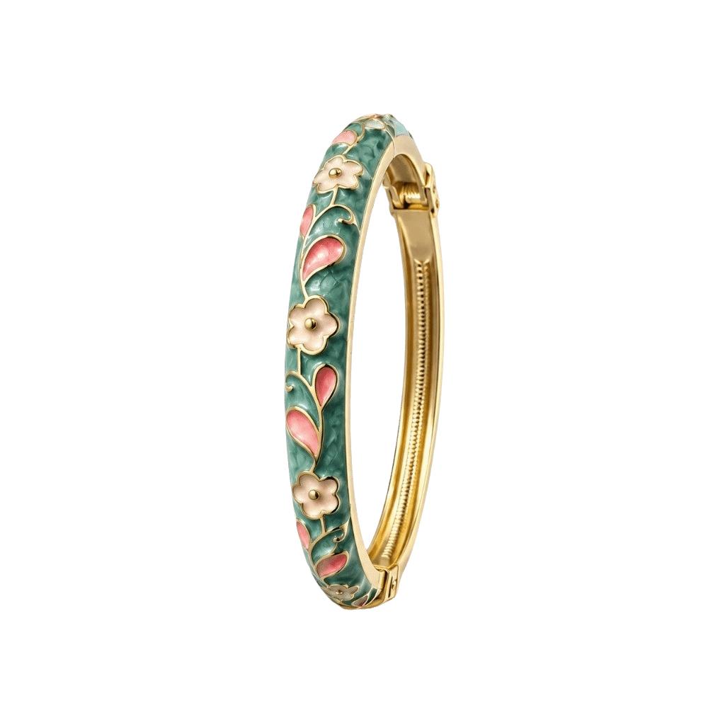 Enamel Flower Bangle Colorful Women's Hand Bracelet Fashion Vintage Cloisonne Bangle  Jewelry Gifts