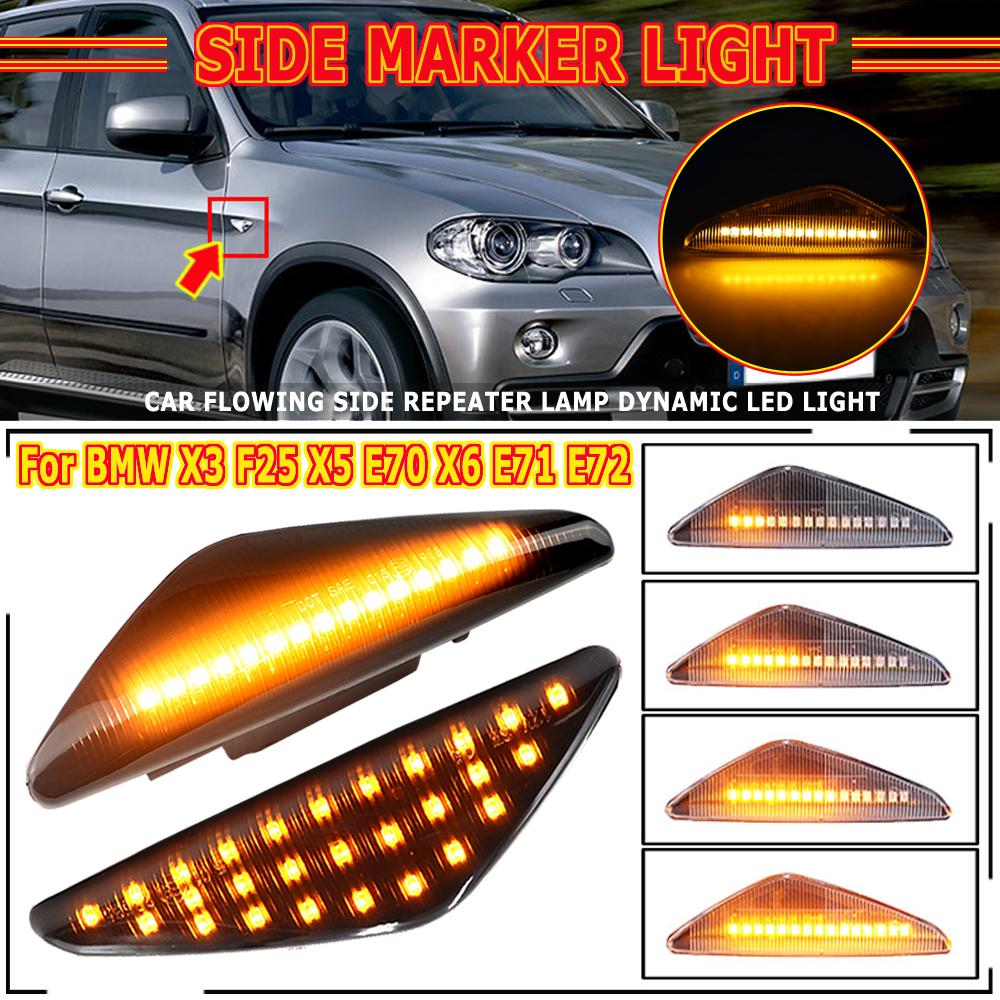LED Dynamic Side Marker Turn Signal Blinker Flowing Water Blinker Flashing Light For BMW X3 F25 X5 E70 X6 E71 E72 2007-2014