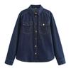 2024 Autumn/Winter Women's Versatile Soft Long-Sleeve Lapel Denim Shirt - European & American Style