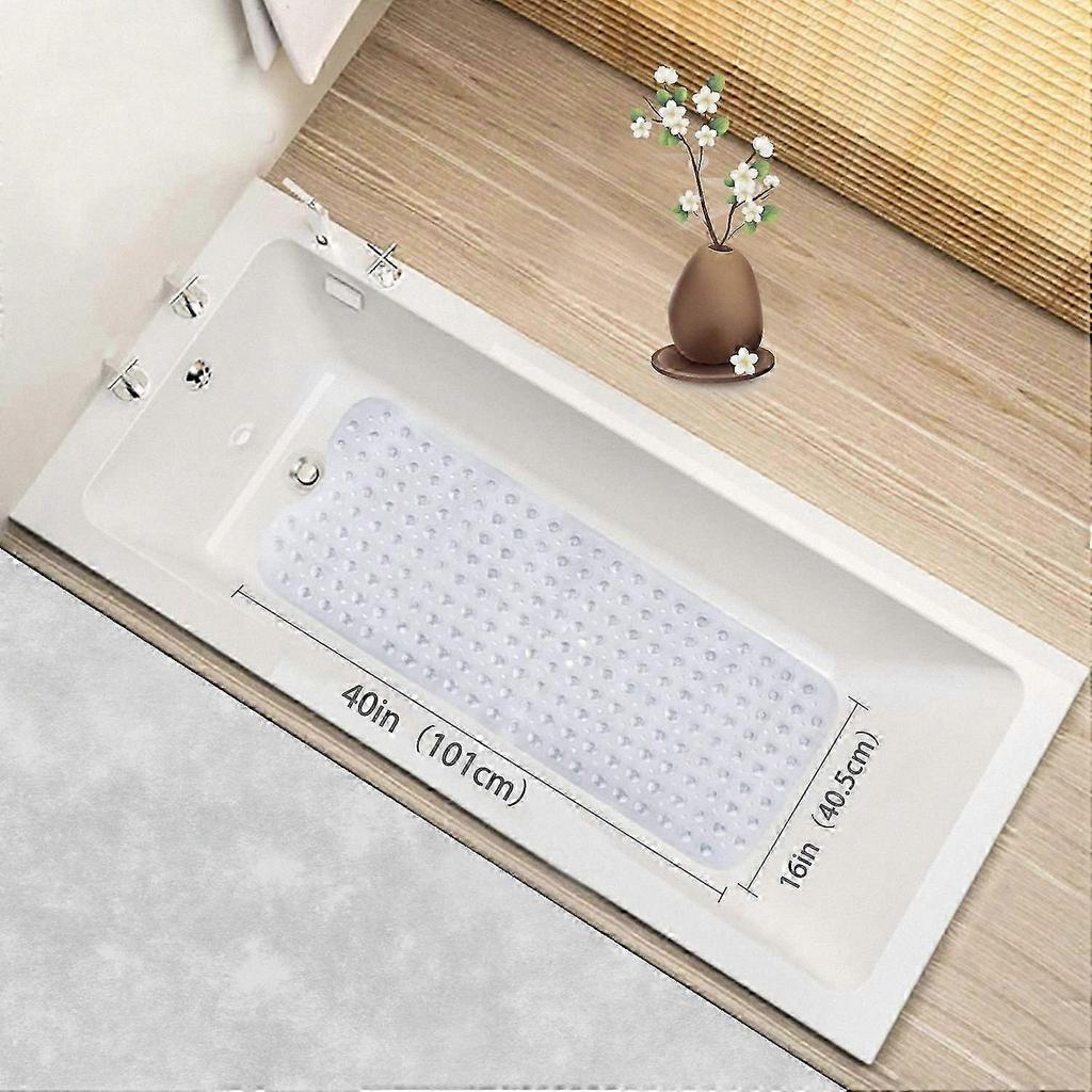 Extra Long Non-Slip Bath Mat with 200 Suction Cups, 40.5 X 101cm, Transparent Clear Shower Mat for Bathtub Safety