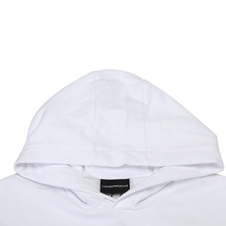 Emporio Armani Black Logo Pattern Hooded Sweatshirt Men Tops White 6G1MF8-1J07Z-0140