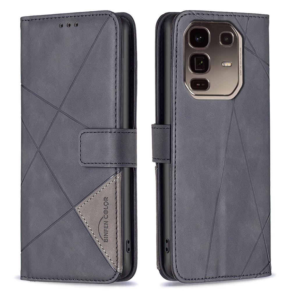 BINFEN COLOR For Infinix Note 50 Pro+ 5G Phone Case Wallet Stand Geometry Imprinted Leather Cover