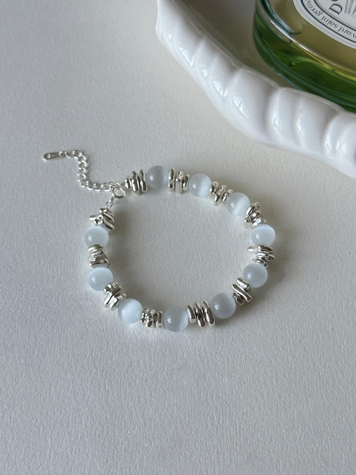 

Новый китайский браслет из стерлингового серебра с бусинами из сломанного серебра, женский легкий, роскошный, простой, нишевый, холодный опаловый браслет, осень, новинка 925 silver