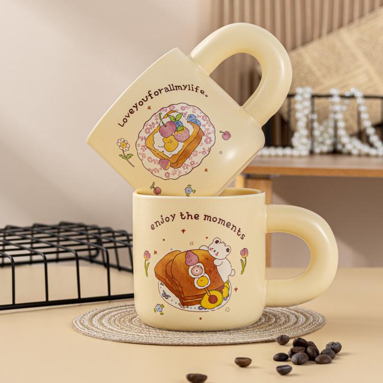 High Value Ceramic Cup Bear Mug Household Couple Water Cup Cute Gift Souvenir Gift Coffee Cup