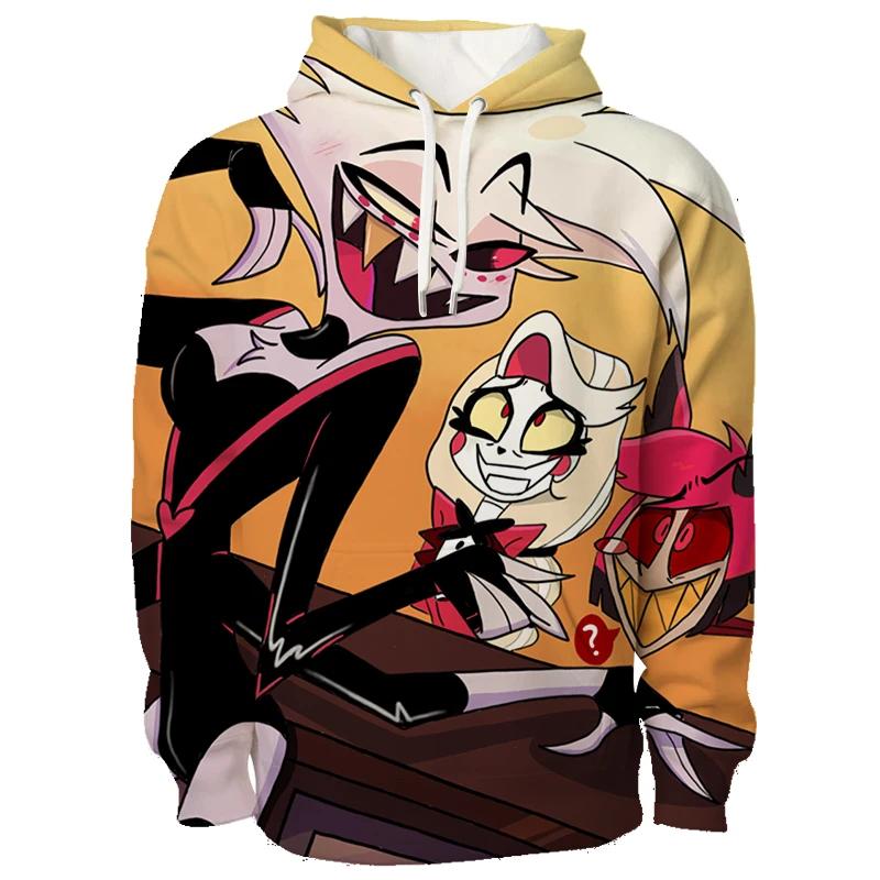 Najnovšia Anime Hazbin Grafická Mikina s Kapucňou Pánska 3D Plnofarebná Potlač Mikiny s Kapucňou Trend Streetwear Hotel Kreslený Pulóver Vrchné Oblečenie
