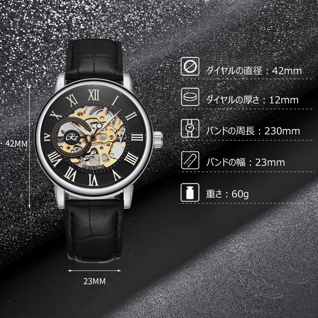 RORIOS Klokke Mekanisk Klokke Automatisk opptrekk Stilig ekte skinnbånd Lysende Klokke Analog Skjerm Openwork Business Casual Populær klokke for