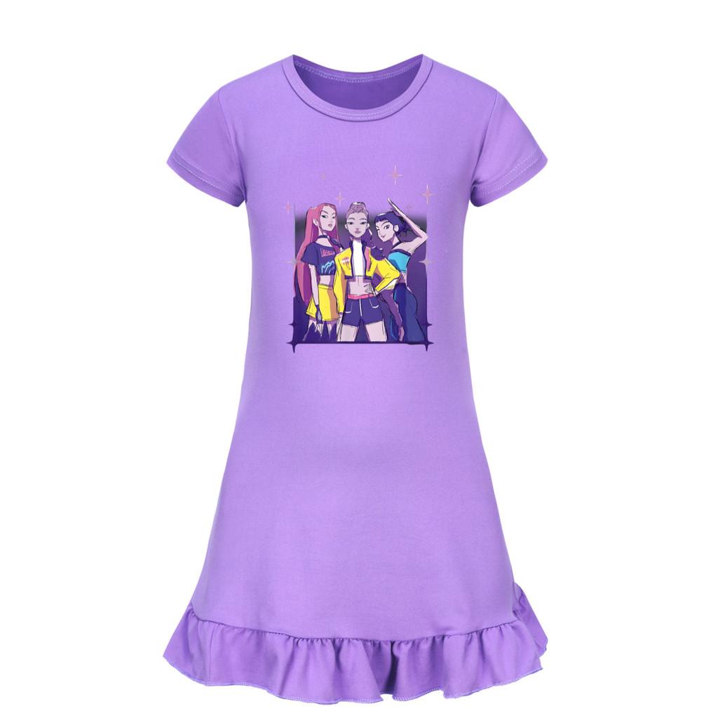 5162 Kinder Mädchen Mira Zoey Rumi Bedrucktes Rüschen Kurzarm Freizeitkleid