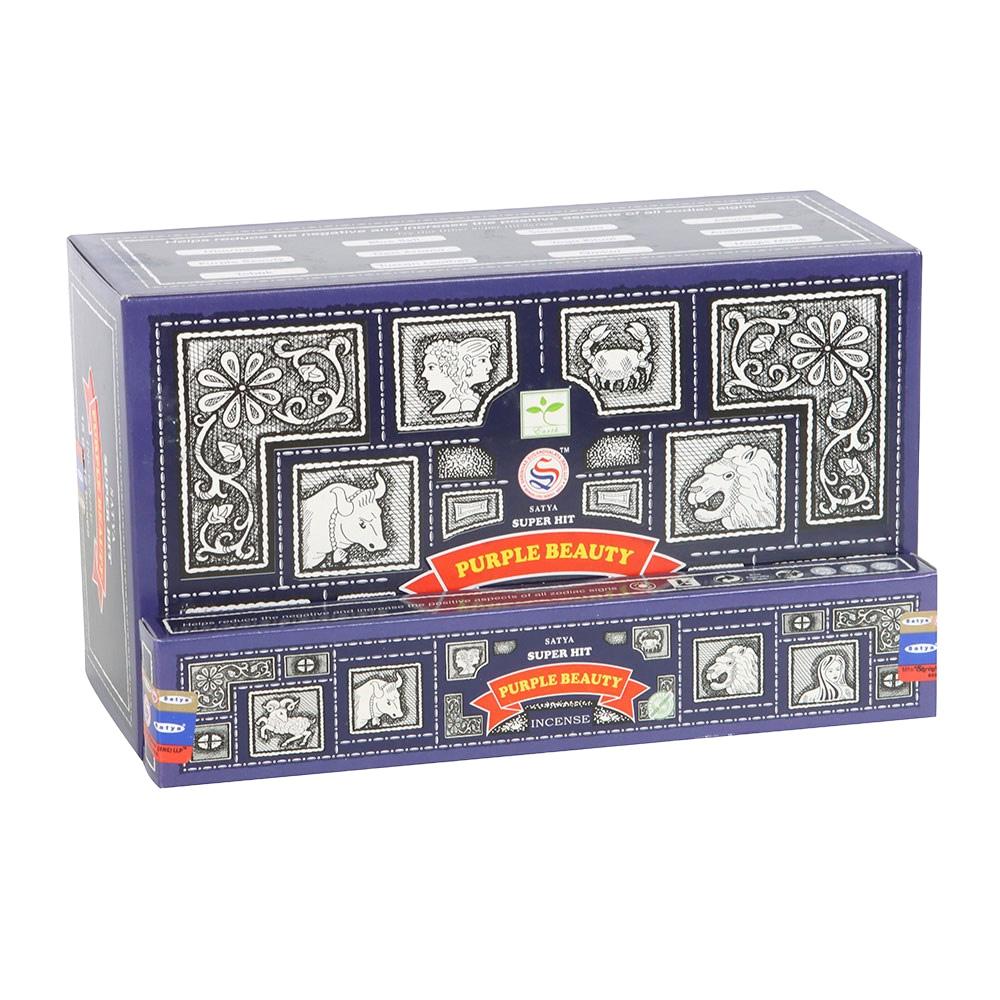 Satya Purple Beauty Super Hit Incense Sticks (Pack of 12)