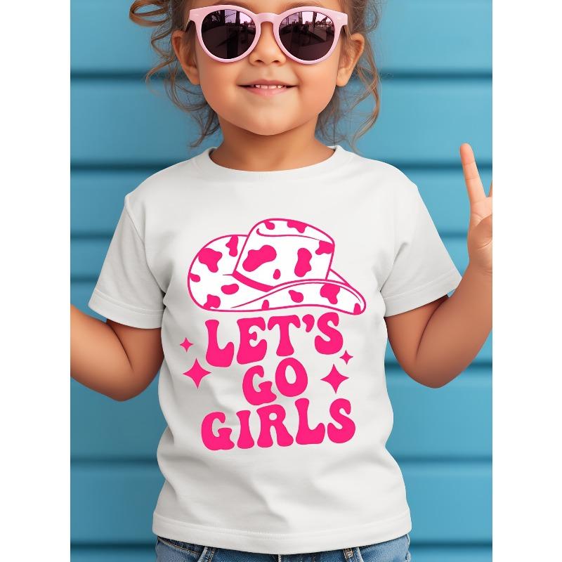 European sizes YBY Girls  Let s Go Girls  Letter Print Hat Fashionable Trendy Novelty T-Shirt 110 белый