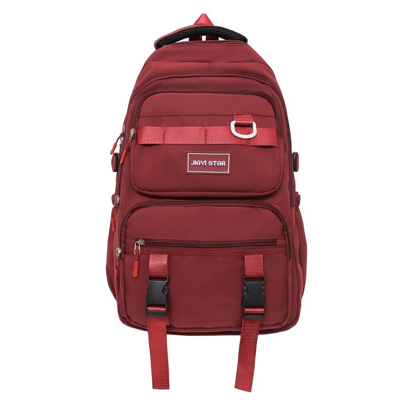 Solid Color Schoolbag Female Backpack Student Large Capacity Backpack