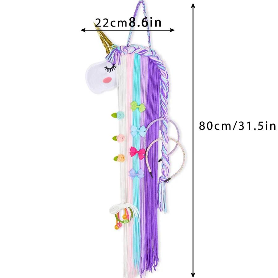 Unicorn Children's Hair Clip and Accessory Storage Strap Wall Mounted Felt Children's Room Decoration Storage Rack Cute Felt