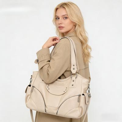 Borsa a Spalla in Pelle Vintage da Donna Hobo Retrò Multitasche con Borchie Borsa a Tote Grande Capacità Casual per Lavoro Quotidiano Viaggio