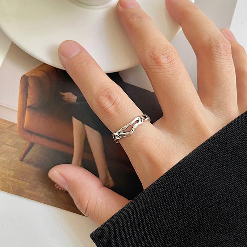 Lan Zhi 925 Sterling Silver Minimalist Double Layer Ring