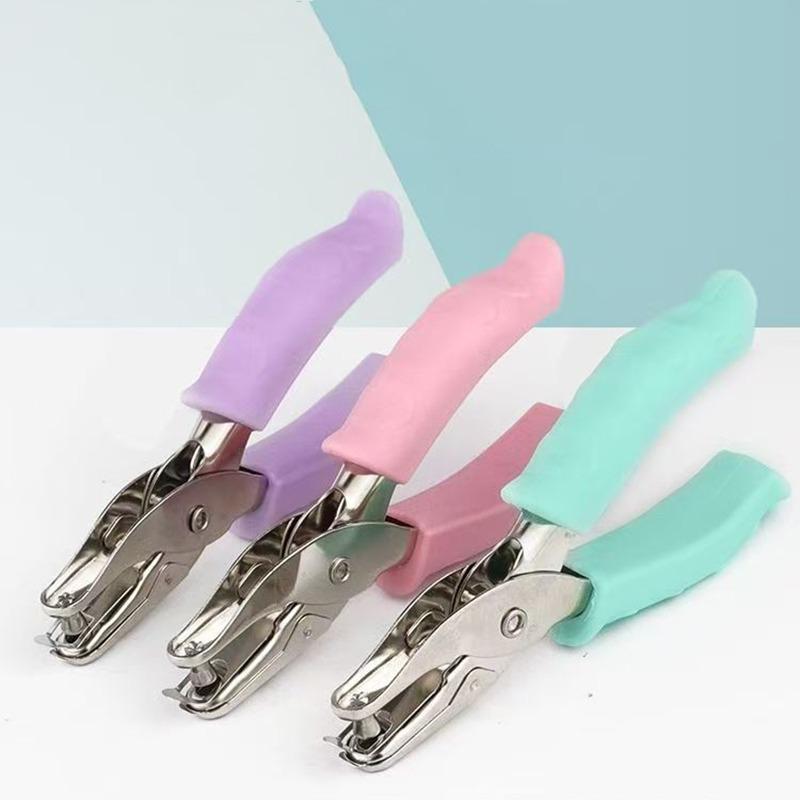 6mm Round Single-hole Macaron Hole-punching Tool with Rubber Coating Labor-saving Flip-type Hole-punching Machine