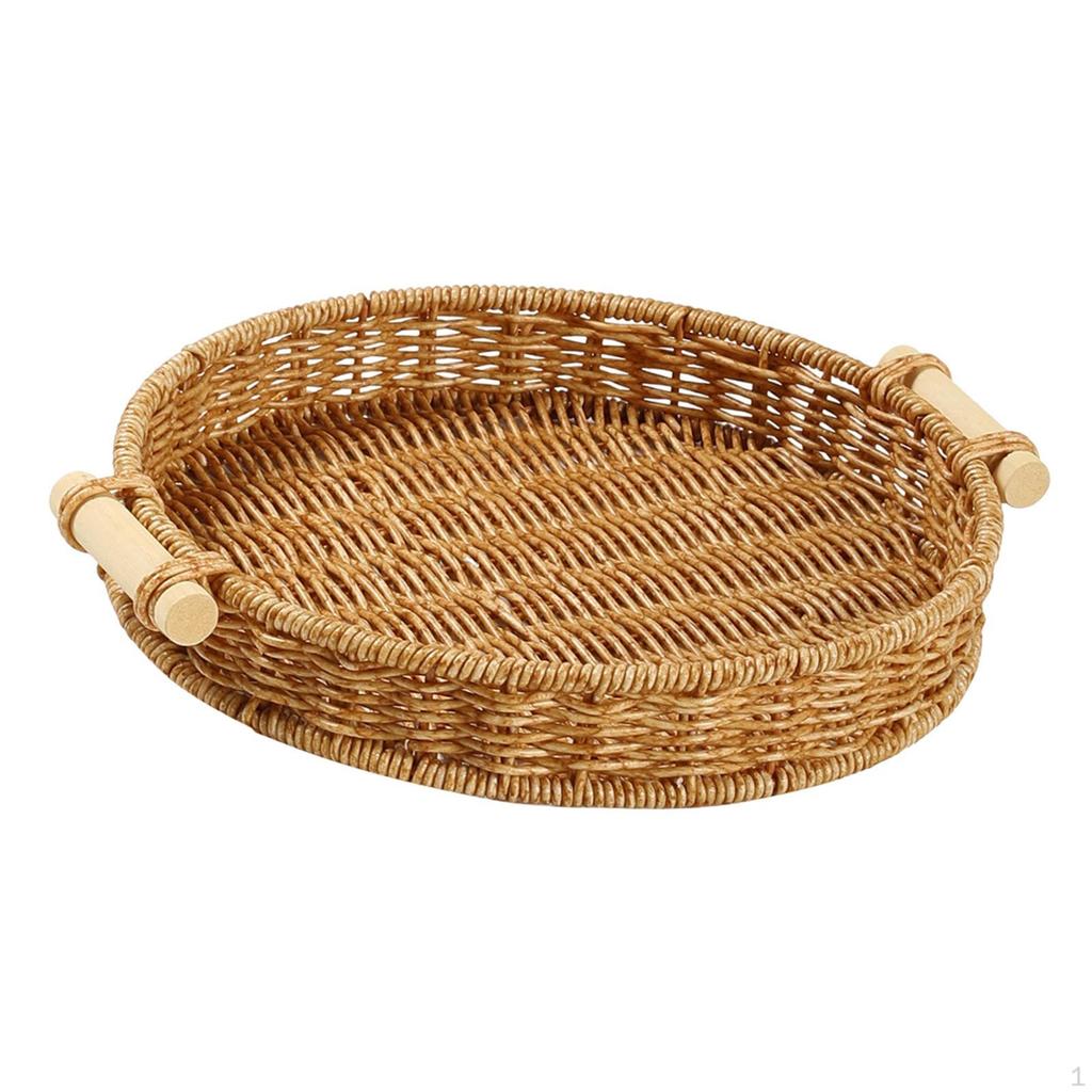 Basket Bread Serving Tray Round Platter for Bedroom Coffee Table Picnic