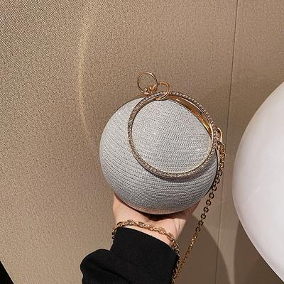 Personalized Spherical Children's Bag 2025 European and American Fashion Portable Small Round Bag with Diamond Chain Single Shoulder Dinner Bag Wome