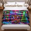 Christmas Theme Soft Blanket Personalized Custom Name Text Print Warm Blanket Home Sofa Bedroom Decor